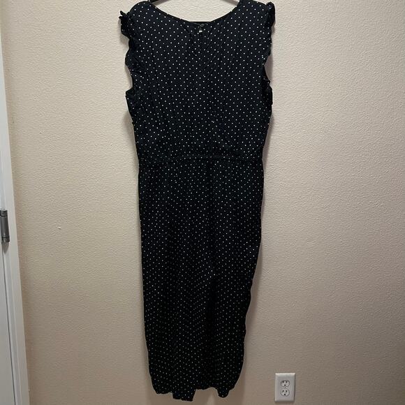 Old Navy Jumpsuit Black White Polka Dots Flutter Sleeveless Over All Sz XL - Picture 3 of 10